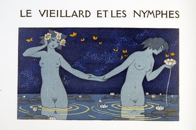 The Old Man and the Nymphs, ilustrace z Les Chansons de Bilitis, Pierre Louys, hospoda. 1922 (tisk šablony) od Georges Barbier
