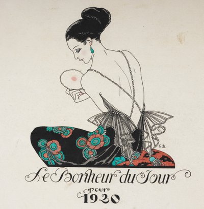Štěstí dne. Žena v květinových šatech. od Georges Barbier