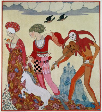 Láska, touha a smrt (inkousty s kombinovanou technikou) od Georges Barbier
