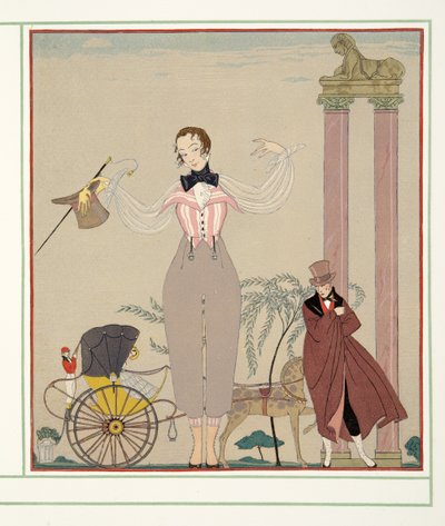 Mademoiselle de Maupin, z Personages de Comedie, hospoda. 1922 (tisk šablony) od Georges Barbier