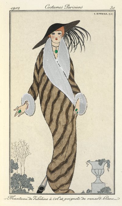 "Libeline kabát s límcem a manžetami z bílé lišky." od Georges Barbier