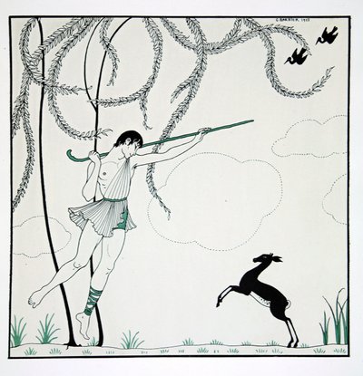 Narcisse, ze série „Návrhy tanců Václava Nižinského“ (1889-1950). Georges Barbier (1882-1932), tisk Pochoir od Georges Barbier