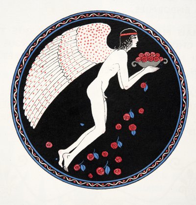 Růže v noci, ilustrace z Les Chansons de Bilitis, Pierre Louys, hospoda. 1922 (tisk šablony) od Georges Barbier