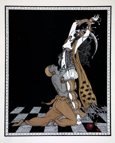 Šeherezáda, z cyklu „Návrhy tanců Václava Nižinského“ (1889-1950). Georges Barbier (1882-1932), tisk Pochoir od Georges Barbier