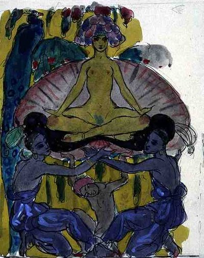 Studie ke Zrození Venuše (tuš a akvarel na papíře) (viz 133205) od Georges Barbier
