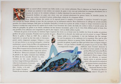 Text a nahá postava, modrá barva. od Georges Barbier