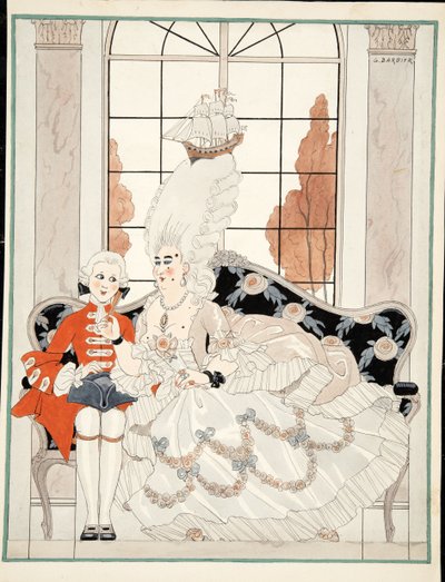 Vévodkyně, c. 1930 (akvarel na papíře) od Georges Barbier