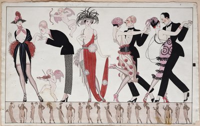 The Tango (pero, inkoust a akvarel na papíře) od Georges Barbier