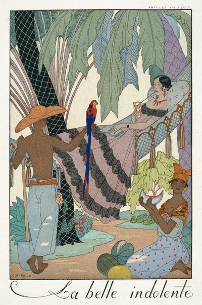 Nečinná krása (pochoir print) od Georges Barbier