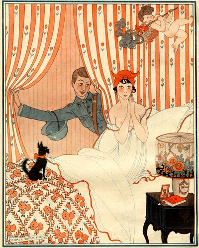 Neplánovaný návrat… Nebo budík – ilustrace z la Vie Parisienne od Georges Barbier