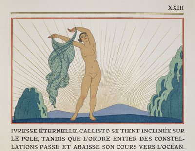 Woman Dancing, ilustrace z „Les Mythes“ od Paula Valeryho (1871-1945) vydaná v roce 1923 (pochoir print) od Georges Barbier