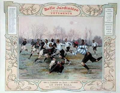 Rugby, ilustrace na únor z kalendáře pro obchod s oblečením 