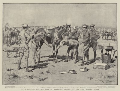 S plukovníkem Baden-Powellem v Mafekingu, inspekci linií nemocných koní od Georges Bertin Scott