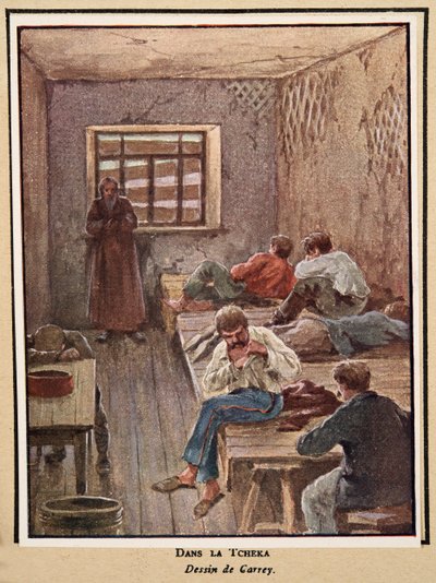 V Čece; z knihy Histoire des Soviets, vyd. 1922 (barevná litografie) od Georges Carrey