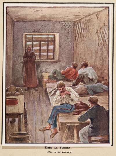 V Čece; z knihy Histoire des Soviets, vyd. 1922 (barevná litografie) od Georges Carrey