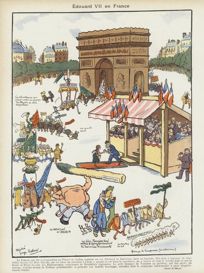 Návštěva krále Eduarda VII. ve Francii. Ilustrace k filmu Le Rire od Georges Delaw