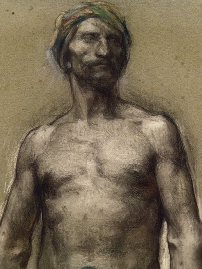 Studie nahého muže u turbanu (detail) (cca 1888). George Desvallieres (1861-1950). Pastel na papírové tyči laminuje na kartonový papír. Musee des Beaux-Arts de la Ville de Paris, PeuPalais. od Georges Desvallieres