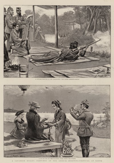 Japonský Bisley, náčrtky na každoročním střeleckém festivalu v Kioto od Georges Ferdinand Bigot