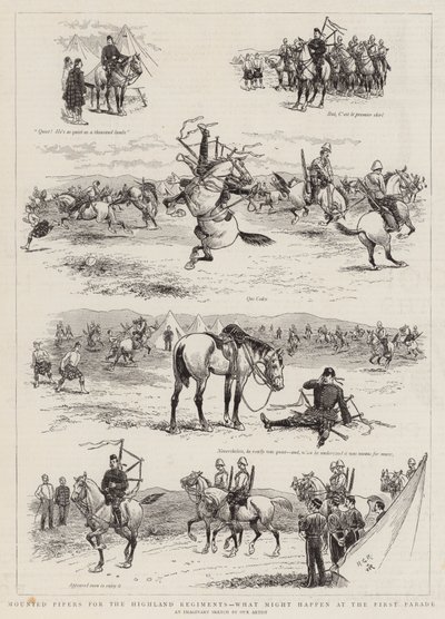 Dudáci na koních pro horalské pluky, co se může stát na první přehlídce od Georges Ferdinand Bigot