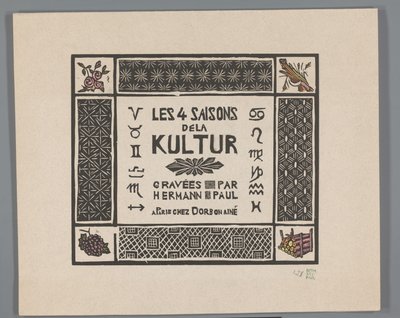 Obálka na čtyři tisky hrůz 1. světové války Les 4 saisons dela kultur (název série na objektu) od Georges Hermann Rene Paul