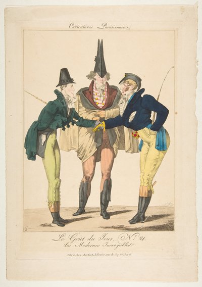 Le Goût du Jour, č. 21: The Incredible Moderns, od Caricatures Parisiennes, ca. 1815. od Georges Jacques Gatine