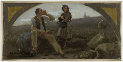 Skica jídelny pařížského Hôtel de Ville: La pomme de terre, ca. 1893 (olej na plátně) od Georges Jules Bertrand