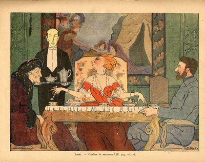 Kolik hrudek (Cecile Sorel a její hosté, vojenský veterán a Voltaire) od Georges Kugelmann Benda