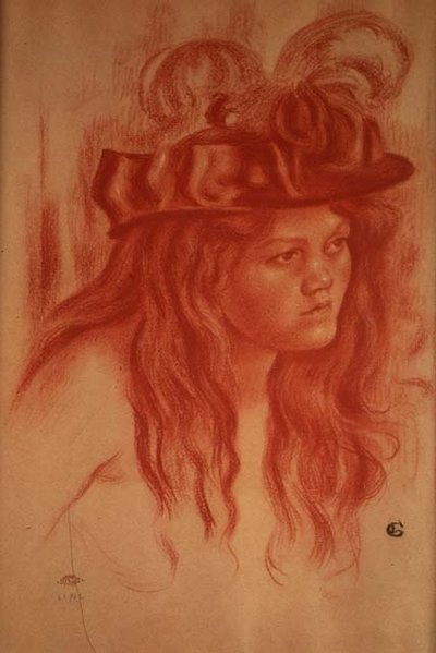 Mladá dívka s kloboukem (pastelka) od Georges Lemmen