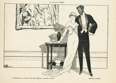 Ilustrace Georges Leonnec (1881-1940) v Le Lire, 20/07/12 - Le galant negro - Amour, Xenophobia - Black od Georges Leonnec