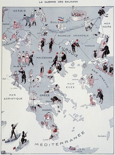 Balkánská válka: mapa válečného divadla - v "La Vie Parisienne" z 26.10.1912 (tisk) od Georges Leonnec