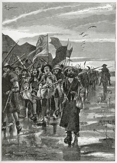 Le Torrent des rebelles - ilustrace z Han d’Islande, 19. století (č. rytina) od Georges Marie Rochegrosse
