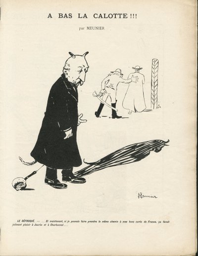 Ilustrace Georgese Meuniera (1869-1934) v Le Panache, royalistický časopis illustrée, 20.1.2004 - Royalismus, náboženství Víra - Combes Emile, Ďábel - Animalization od Georges Meunier
