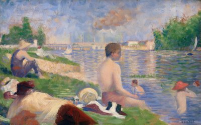 Závěrečná studie pro lazebníky v Asnières, 1883. od Georges Pierre Seurat