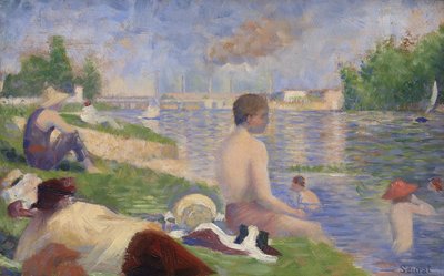 Závěrečná studie pro lazebníky v Asnières, 1883 od Georges Pierre Seurat