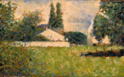 Dům mezi stromy / Maison dans les Arbres, kolem roku 1883 (olej na panelu) od Georges Pierre Seurat