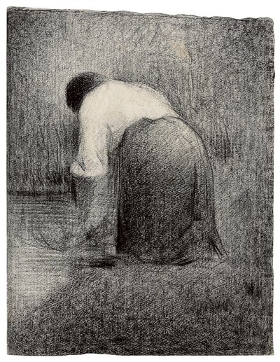 Klečící žena; Femme agenouillee, kolem roku 1881 od Georges Pierre Seurat