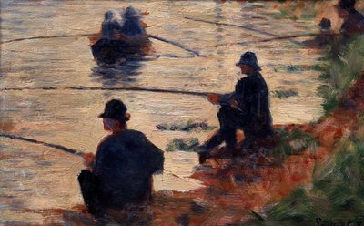 Rybáři na studijní lince na velké jatte. Obraz Georgese Seurata (1859-1891) 1883 Sun. 0,16x0,25 m Troyes, muzeum moderního umění od Georges Pierre Seurat