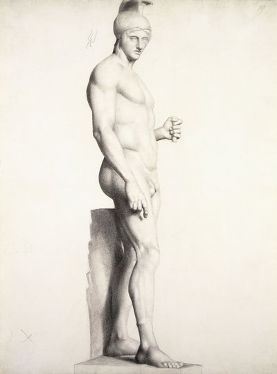 Válečník v helmě, z profilu, 1875-1878 od Georges Pierre Seurat