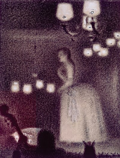 Na Eden Concert, 1886-7 (pastelka, kvaš, křída a inkoust na papíře) od Georges Seurat