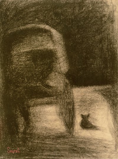 Carriage and Dog, c.1882-84 (pastel Conté na papíře) od Georges Seurat