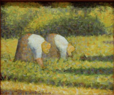 Rolnické ženy v práci od Georges Seurat