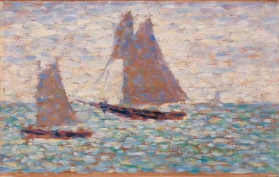 Dvě plachetnice v Grandcamp od Georges Seurat