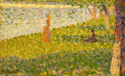 Ženy na břehu řeky, studium pro La Grande Jatte, kolem 1885-86 od Georges Seurat