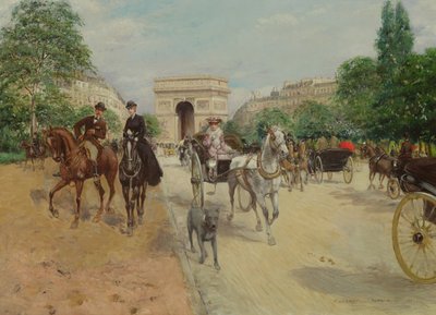 Jezdci a kočáry na Avenue du Bois, 1910 od Georges Stein