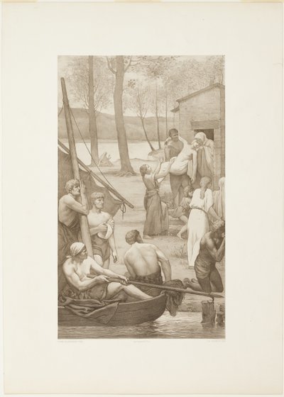 Pastýřský život svaté Geneviève (levý panel) od Georges William Thornley