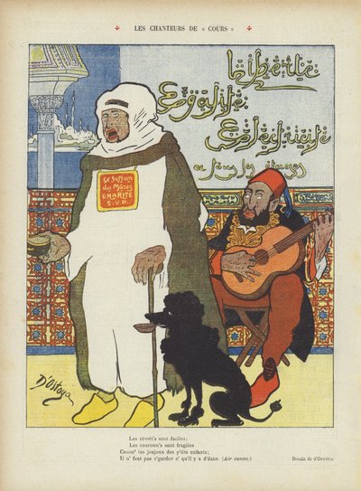 Satira zobrazující svrženého marockého sultána Abdelazíze a osmanského sultána Abdula Hamida II. od Georges d 1878 1937 Ostoya