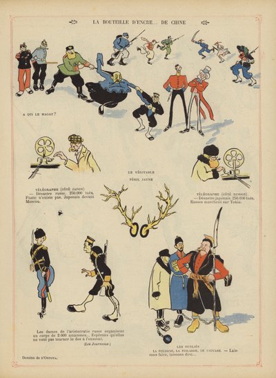 Satira na rusko-japonskou válku. Ilustrace pro Le Rire od Georges d 1878 1937 Ostoya