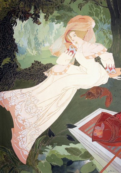 Elegantní dáma se psem od Georges de Feure