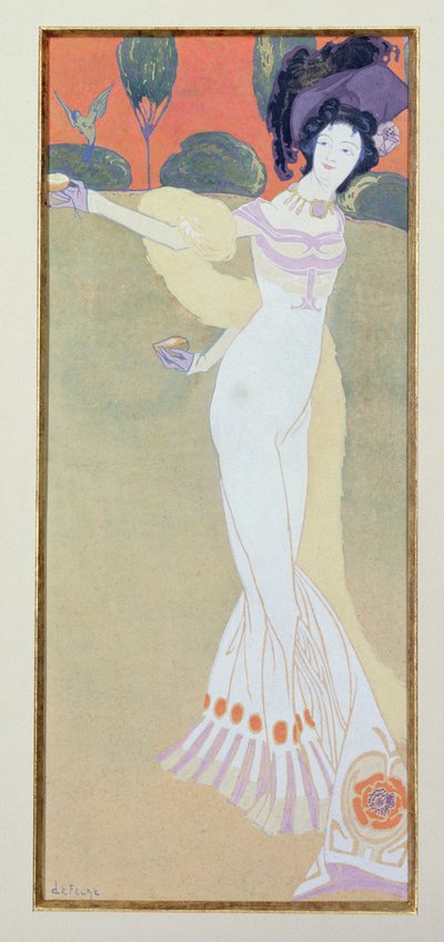 Žena krmení ptáka od Georges de Feure