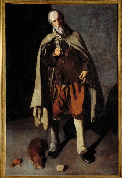 Starý pes. Obraz od Jiřího z věže (1593-1652) od Georges de La Tour